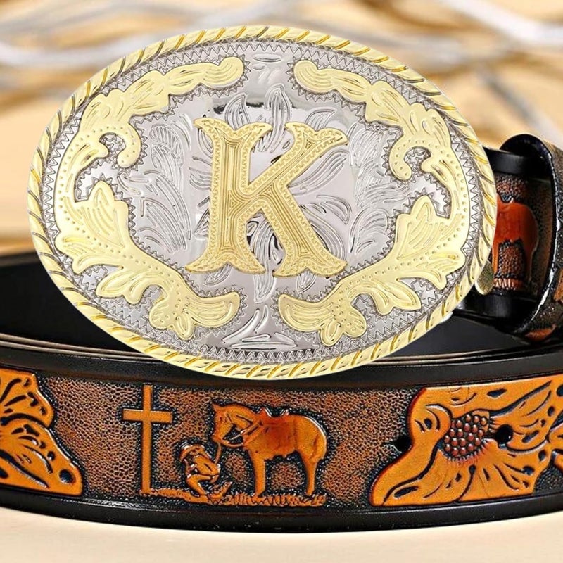 WMG Western Belt Buckle Initial Letters ABCDMRJ to Z Cowboy Belt Buckle, Rodeo Buckles for Men & Women - Image 5